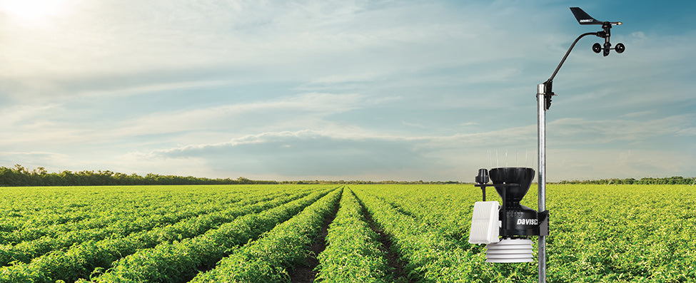 agricultural weather station in field